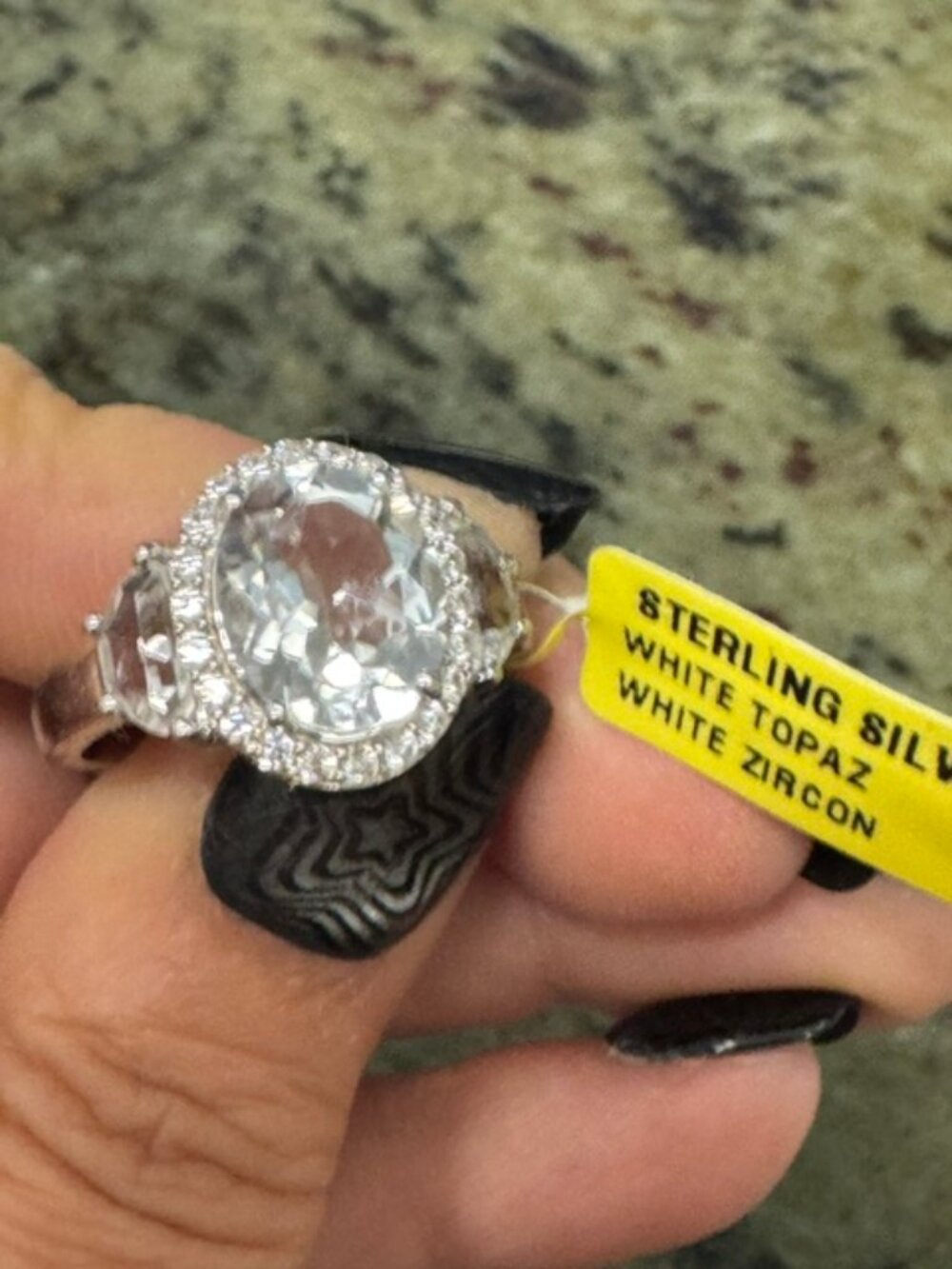925 Sterling Silver and 6.24 White Topaz w/White Zircon 6.24 GTW Ring Size 9 NWT